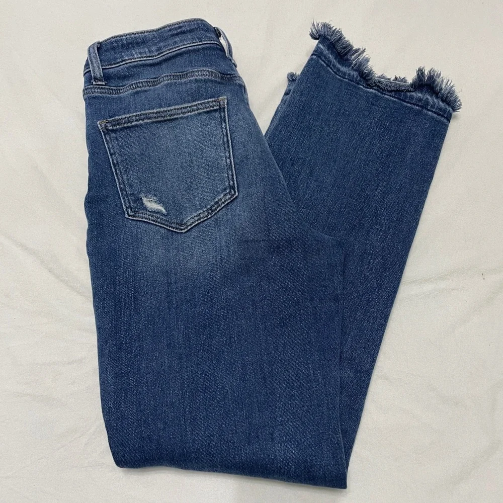 Vervet LA Womens Jeans Sz 27 Distressed High Rise Frayed Asymmetrical Button Fly